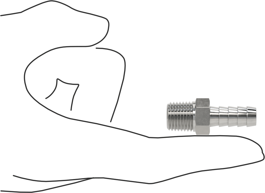 Kimyasallar ve Petrol için Dikenli Hortum Bağlantı Parçası, 316 Paslanmaz Çelik, Adaptör, 5/16" Hortum İç Çapı x 1/4 NPT Erkek için