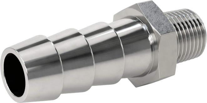 Kimyasallar ve Petrol için Dikenli Hortum Bağlantı Parçası, 316 Paslanmaz Çelik, Adaptör, 3/8" Hortum İç Çapı x 1/8 NPT Erkek