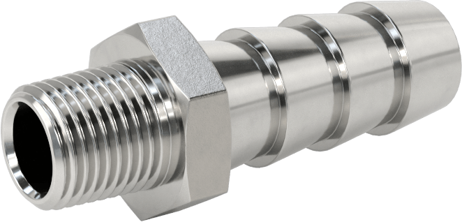 Kimyasallar ve Petrol için Dikenli Hortum Bağlantı Parçası, 316 Paslanmaz Çelik, Adaptör, 3/8" Hortum İç Çapı x 1/8 NPT Erkek