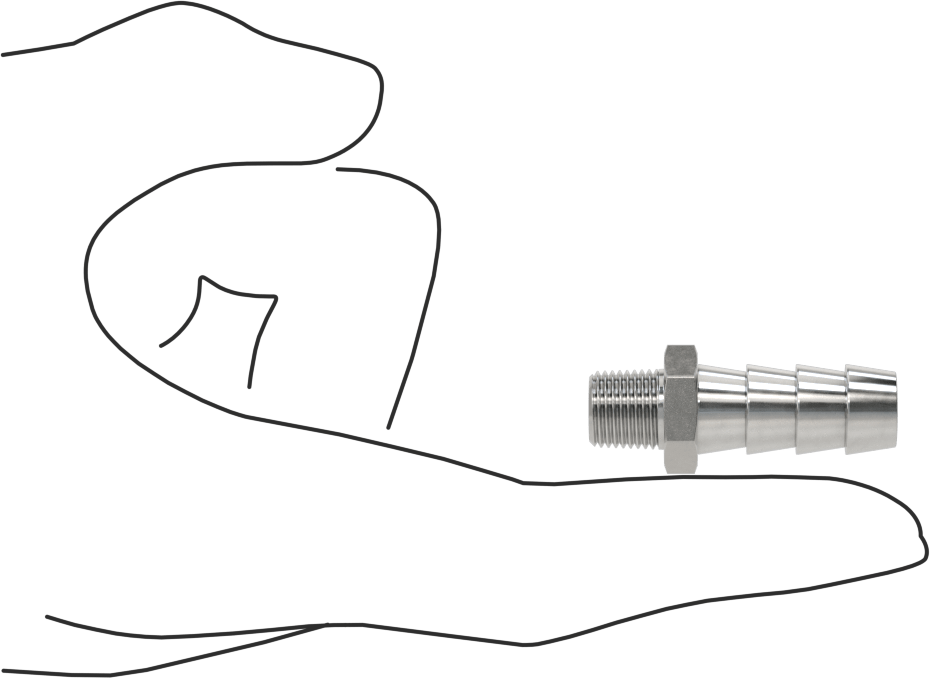 Kimyasallar ve Petrol için Dikenli Hortum Bağlantı Parçası, 316 Paslanmaz Çelik, Adaptör, 3/8" Hortum İç Çapı x 1/8 NPT Erkek