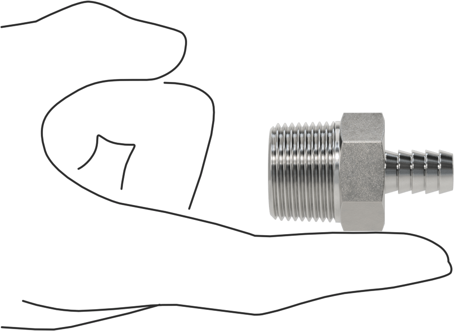 Kimyasallar ve Petrol için Dikenli Hortum Bağlantı Parçası, 316 Paslanmaz Çelik, Adaptör, 3/8" Hortum İç Çapı x 3/4 NPT Erkek