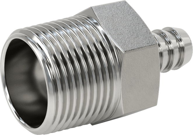 Kimyasallar ve Petrol için Dikenli Hortum Bağlantı Parçası, 316 Paslanmaz Çelik, Adaptör, 3/8" Hortum İç Çapı x 3/4 NPT Erkek