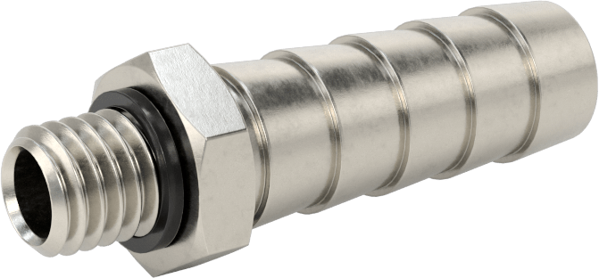 Kimyasallar ve Petrol için Dikenli Hortum Bağlantı Parçası, 3/8" Hortum İç Çapı x M8 x 1,25 mm Erkek için, Viton® Conta