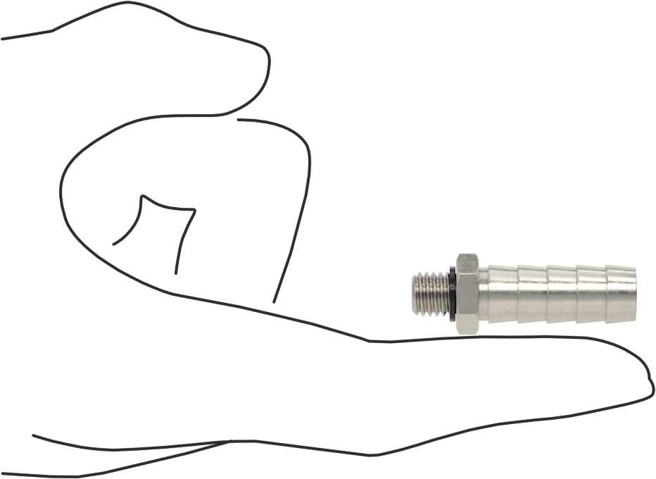 Kimyasallar ve Petrol için Dikenli Hortum Bağlantı Parçası, 3/8" Hortum İç Çapı x M8 x 1,25 mm Erkek için, Viton® Conta