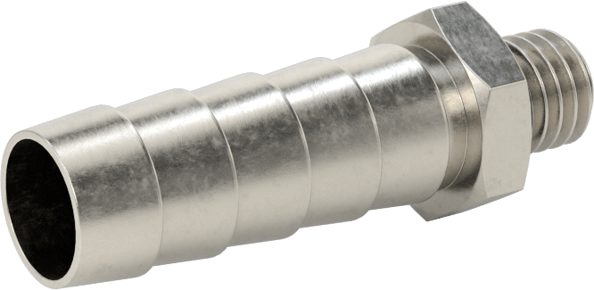 Kimyasallar ve Petrol için Dikenli Hortum Bağlantı Parçası, 3/8" Hortum İç Çapı x M8 x 1,25 mm Erkek için, Viton® Conta