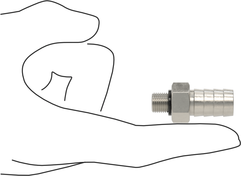 Kimyasallar ve Petrol için Dikenli Hortum Bağlantı Parçası, 316 Paslanmaz Çelik, 1/2" Hortum İç Çapı x M10x 1 mm Erkek, Viton® Conta