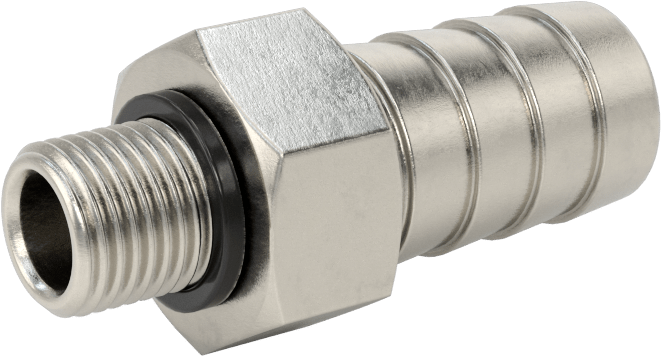Kimyasallar ve Petrol için Dikenli Hortum Bağlantı Parçası, 316 Paslanmaz Çelik, 1/2" Hortum İç Çapı x M10x 1 mm Erkek, Viton® Conta