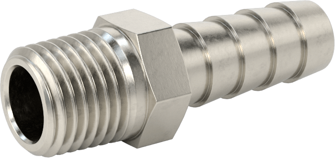 Kimyasallar ve Petrol için Dikenli Hortum Bağlantı Parçası, Alaşımlı 20 Paslanmaz Çelik, Adaptör, 3/8" Hortum İç Çapı x 1/4 NPT Erkek