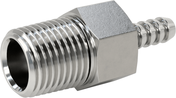 Kimyasallar ve Petrol için Dikenli Hortum Bağlantı Parçası, 316 Paslanmaz Çelik, Adaptör, 1/8" Hortum İç Çapı x 1/8 NPT Erkek için