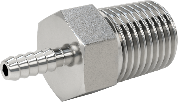 Kimyasallar ve Petrol için Dikenli Hortum Bağlantı Parçası, 316 Paslanmaz Çelik, Adaptör, 1/8" Hortum İç Çapı x 1/4 NPT Erkek için