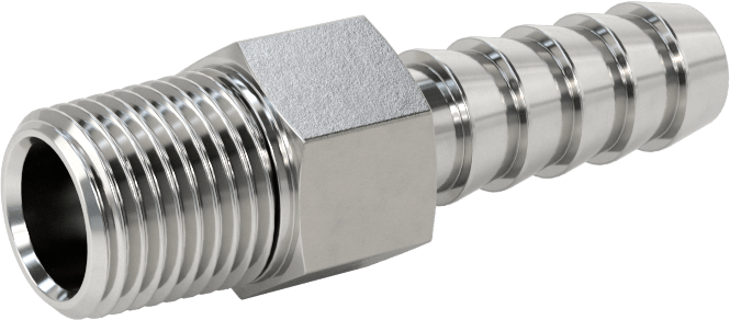 Kimyasallar ve Petrol için Dikenli Hortum Bağlantı Parçası, 316 Paslanmaz Çelik, Adaptör, 1/4" Hortum İç Çapı x 1/8 NPT Erkek için