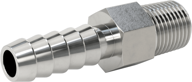Kimyasallar ve Petrol için Dikenli Hortum Bağlantı Parçası, 316 Paslanmaz Çelik, Adaptör, 1/4" Hortum İç Çapı x 1/8 NPT Erkek için