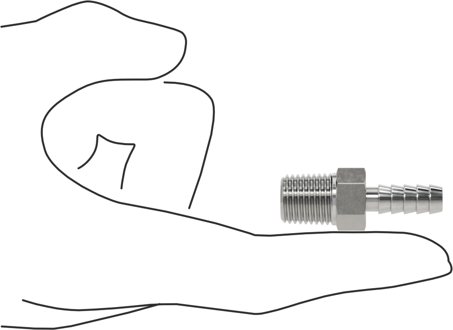 Kimyasallar ve Petrol için Dikenli Hortum Bağlantı Parçası, 316 Paslanmaz Çelik, Adaptör, 1/4" Hortum İç Çapı x 1/4 NPT Erkek için