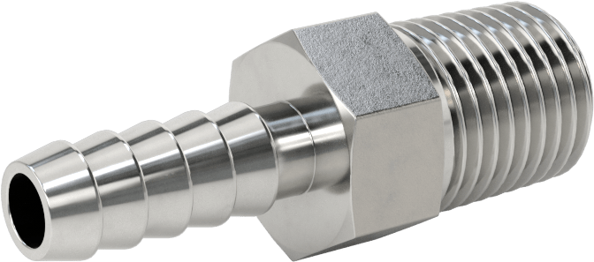 Kimyasallar ve Petrol için Dikenli Hortum Bağlantı Parçası, 316 Paslanmaz Çelik, Adaptör, 1/4" Hortum İç Çapı x 1/4 NPT Erkek için