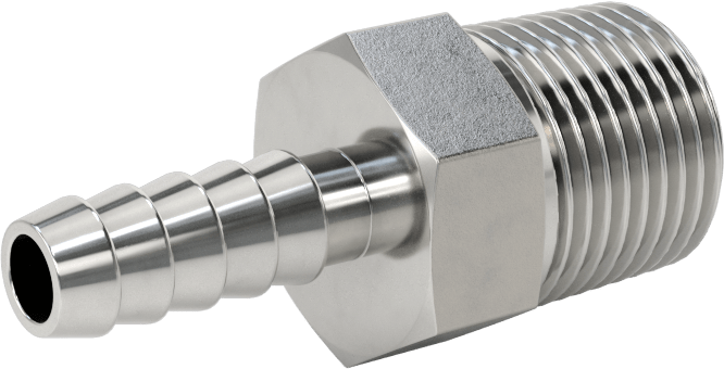 Kimyasallar ve Petrol için Dikenli Hortum Bağlantı Parçası, 316 Paslanmaz Çelik, Adaptör, 1/4" Hortum İç Çapı x 3/8 NPT Erkek