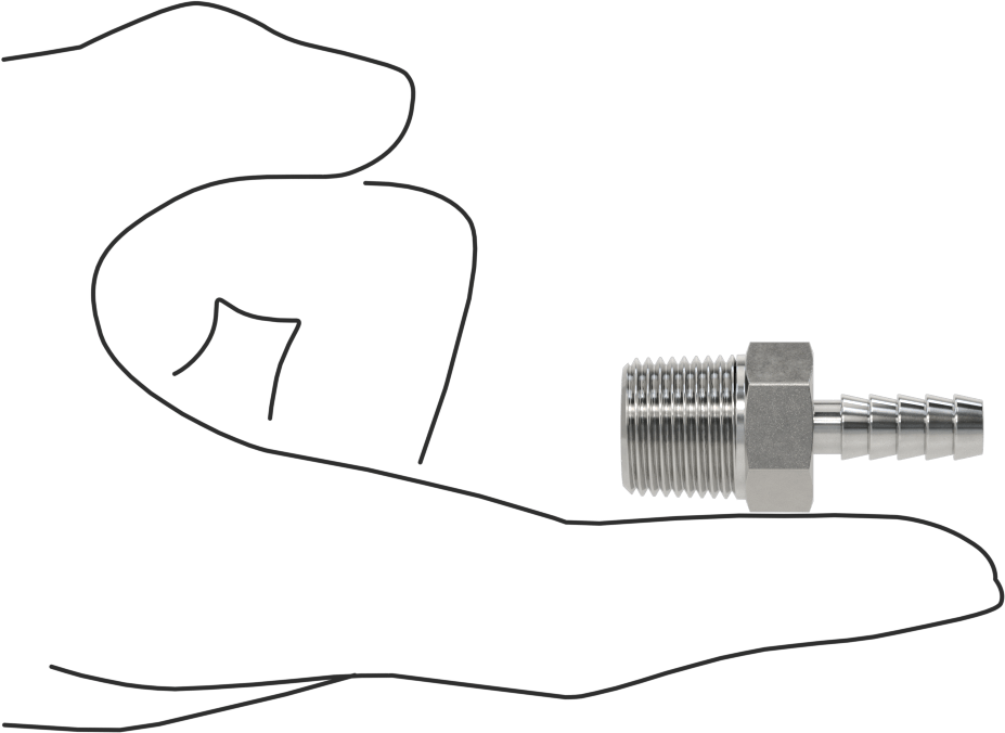 Kimyasallar ve Petrol için Dikenli Hortum Bağlantı Parçası, 316 Paslanmaz Çelik, Adaptör, 1/4" Hortum İç Çapı x 3/8 NPT Erkek