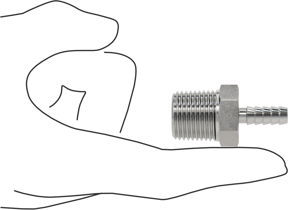 Kimyasallar ve Petrol için Dikenli Hortum Bağlantı Parçası, 316 Paslanmaz Çelik, Adaptör, 1/4" Hortum İç Çapı x 1/2 NPT Erkek için