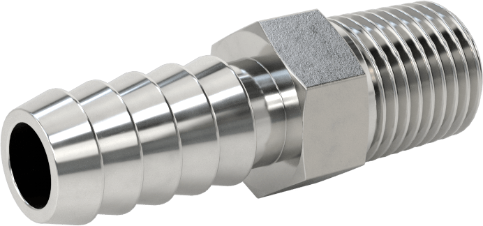 Kimyasallar ve Petrol için Dikenli Hortum Bağlantı Parçası, 316 Paslanmaz Çelik, Adaptör, 3/8" Hortum İç Çapı x 1/4 NPT Erkek