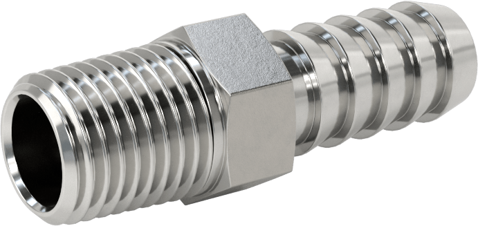 Kimyasallar ve Petrol için Dikenli Hortum Bağlantı Parçası, 316 Paslanmaz Çelik, Adaptör, 3/8" Hortum İç Çapı x 1/4 NPT Erkek