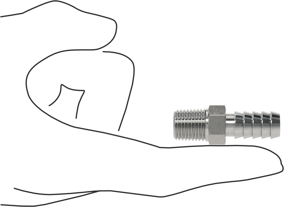 Kimyasallar ve Petrol için Dikenli Hortum Bağlantı Parçası, 316 Paslanmaz Çelik, Adaptör, 3/8" Hortum İç Çapı x 1/4 NPT Erkek