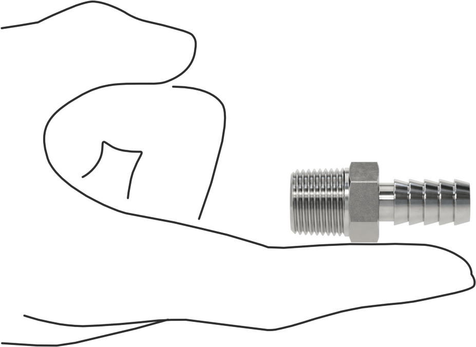 Kimyasallar ve Petrol için Dikenli Hortum Bağlantı Parçası, 316 Paslanmaz Çelik, Adaptör, 3/8" Hortum İç Çapı x 3/8 NPT Erkek için