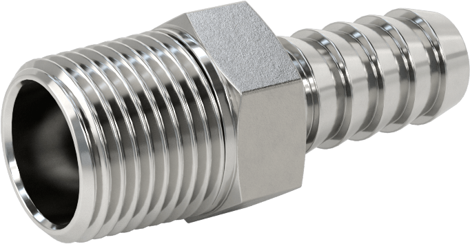 Kimyasallar ve Petrol için Dikenli Hortum Bağlantı Parçası, 316 Paslanmaz Çelik, Adaptör, 3/8" Hortum İç Çapı x 3/8 NPT Erkek için