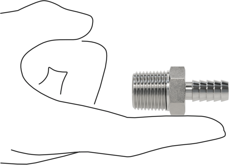 Kimyasallar ve Petrol için Dikenli Hortum Bağlantı Parçası, 316 Paslanmaz Çelik, Adaptör, 3/8" Hortum İç Çapı x 1/2 NPT Erkek için