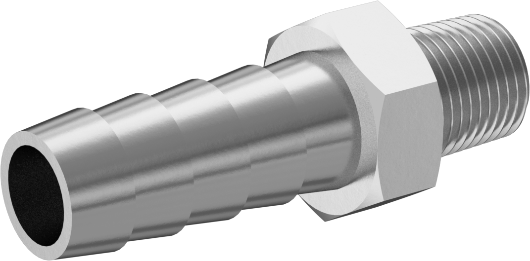 Kimyasallar ve Petrol için Dikenli Hortum Bağlantı Parçası, 3/8" Hortum İç Çapı x 1/8 BSPT Erkek için 316 Paslanmaz Çelik Adaptör