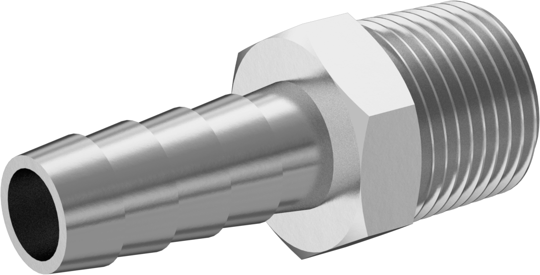 Kimyasallar ve Petrol için Dikenli Hortum Bağlantı Parçası, 3/8" Hortum İç Çapı x 3/8 BSPT Erkek için 316 Paslanmaz Çelik Adaptör