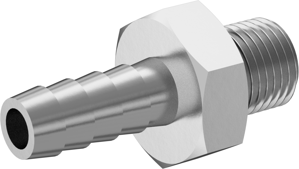 Kimyasallar ve Petrol için Dikenli Hortum Bağlantı Parçası, 316 Paslanmaz Çelik, Adaptör, 1/4" Hortum İç Çapı x M10 x 1 mm Erkek için