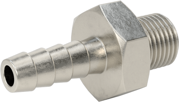 Kimyasallar ve Petrol için Dikenli Hortum Bağlantı Parçası, 316 Paslanmaz Çelik, Adaptör, 6 mm Hortum İç Çapı x M10 x 1 mm Erkek