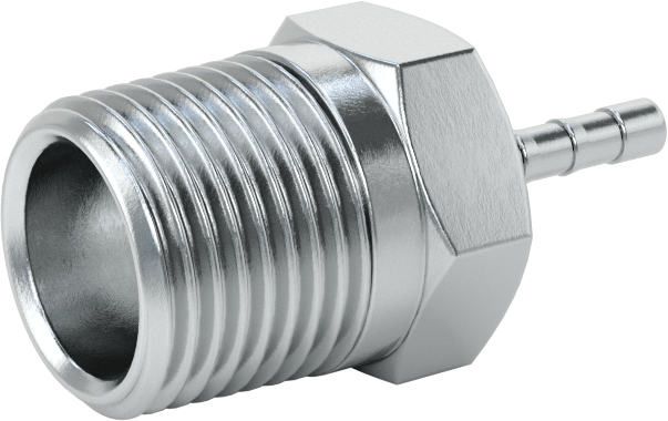 Çinko Kaplı Çelik Dikenli Hortum Bağlantı Elemanı, Hava ve Su için, 1/8" Hortum İç Çapı için Adaptör, 3/8 NPT Erkek