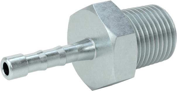 Çinko Kaplı Çelik Dikenli Hortum Bağlantı Elemanı, Hava ve Su için, 1/8" Hortum İç Çapı için Adaptör, 1/8 NPT Erkek