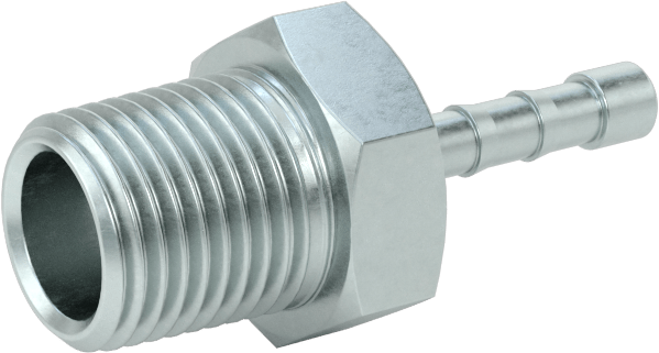 Çinko Kaplı Çelik Dikenli Hortum Bağlantı Elemanı, Hava ve Su için, 1/8" Hortum İç Çapı için Adaptör, 1/8 NPT Erkek