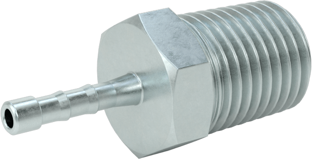 Çinko Kaplı Çelik Dikenli Hortum Bağlantı Elemanı, Hava ve Su için, 1/8" Hortum İç Çapı için Adaptör, 1/4 NPT Erkek