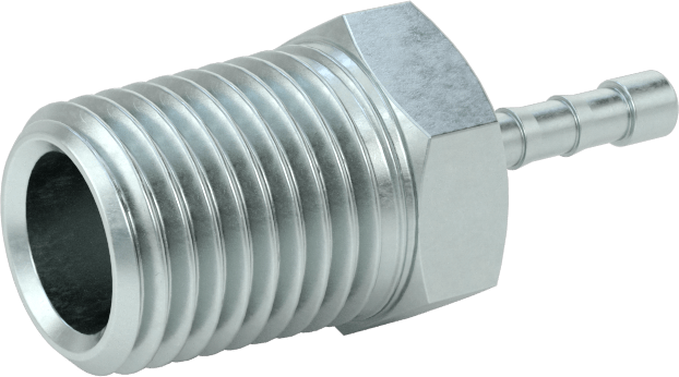 Çinko Kaplı Çelik Dikenli Hortum Bağlantı Elemanı, Hava ve Su için, 1/8" Hortum İç Çapı için Adaptör, 1/4 NPT Erkek