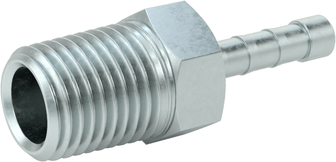 Çinko Kaplı Çelik Dikenli Hortum Bağlantı Elemanı, 3/16" İç Çaplı Hortum x 1/4 NPT Erkek için Düz Adaptör