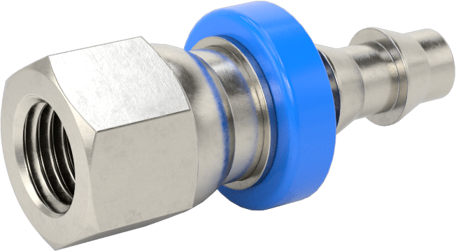 Hava ve Su için 316 Paslanmaz Çelik Geçmeli Hortum Bağlantı Elemanı, 1/4" Hortum İç Çapı, 7/16"-20 UNF 37 Derece Dişi Genişletilmiş Uç