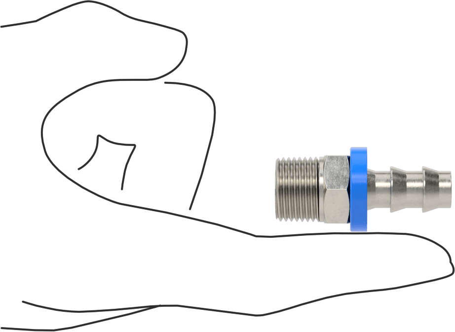 Hava ve Su için 316 Paslanmaz Çelik Geçmeli Hortum Bağlantı Elemanı, 3/8" Hortum İç Çapı, 3/8 NPT Erkek Uç