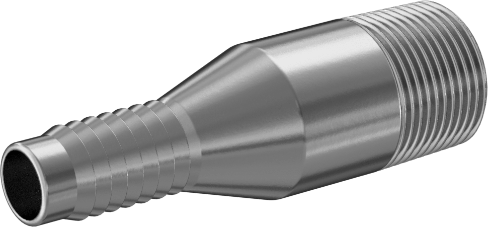 Hava ve Su için Kolay Takılabilir Dikenli Hortum Adaptörü, Düz, Çinko Kaplı Çelik, 3/4" Hortum İç Çapı x 1 NPT Erkek