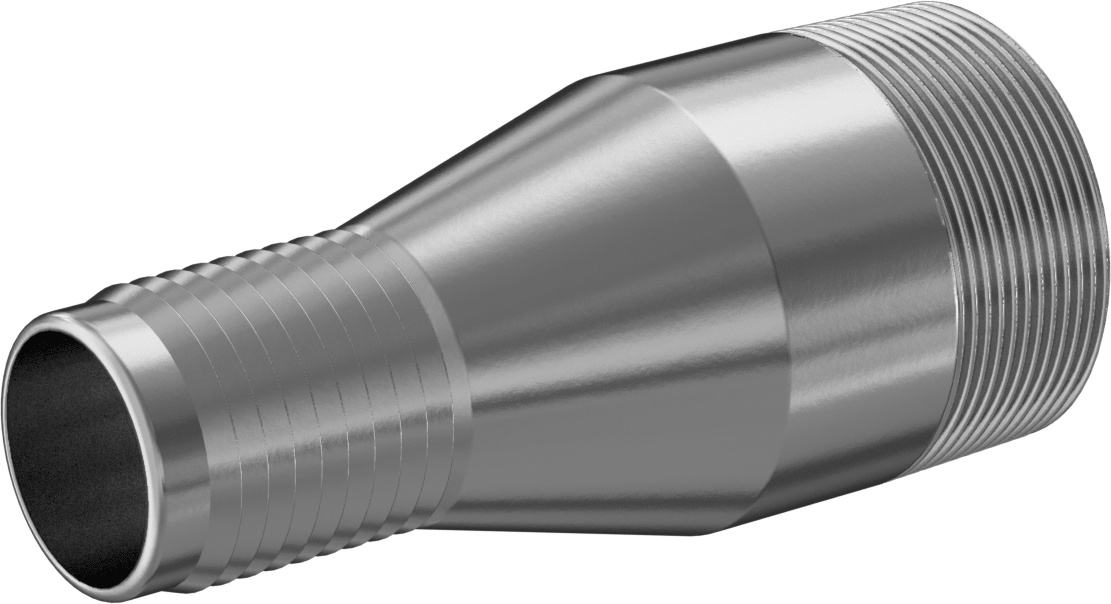 Hava ve Su için Kolay Takılabilir Dikenli Hortum Adaptörü, Düz, Çinko Kaplı Çelik, 1,5" Hortum İç Çapı x 2 NPT Erkek