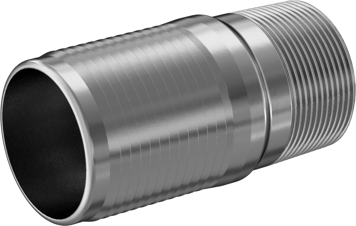 Hava ve Su için Kolay Takılabilir Dikenli Hortum Adaptörü, Düz, Çinko Kaplı Çelik, 3" Hortum İç Çapı x 2,5 NPT Erkek