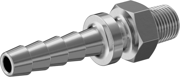 Alüminyum Dikenli Hortum Bağlantı Parçası, Buhar için, 1/4" Hortum İç Çapı, 1/8 NPT Erkek Uç