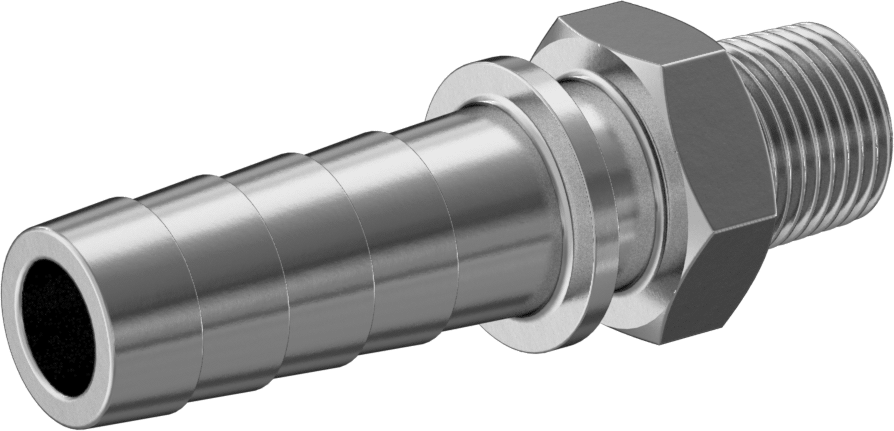 Alüminyum Dikenli Hortum Bağlantı Parçası, Buhar için, 3/4" Hortum İç Çapı, 1/2 NPT Erkek Uç