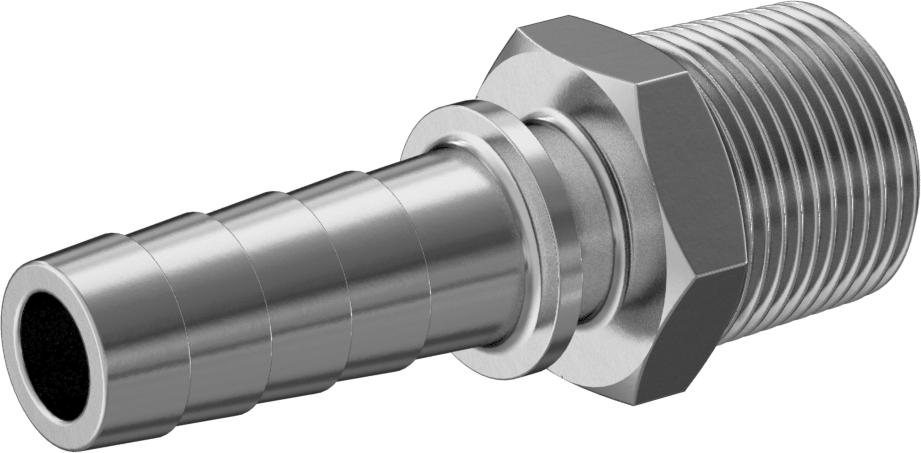 Alüminyum Dikenli Hortum Bağlantı Parçası, Buhar için, 3/4" Hortum İç Çapı, 1 NPT Erkek Uç