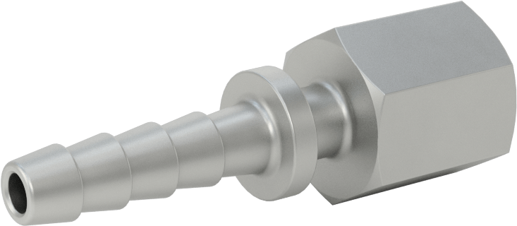 Alüminyum Dikenli Hortum Bağlantı Parçası, Buhar için, 1/4" Hortum İç Çapı, 1/4 NPT Dişi Uç
