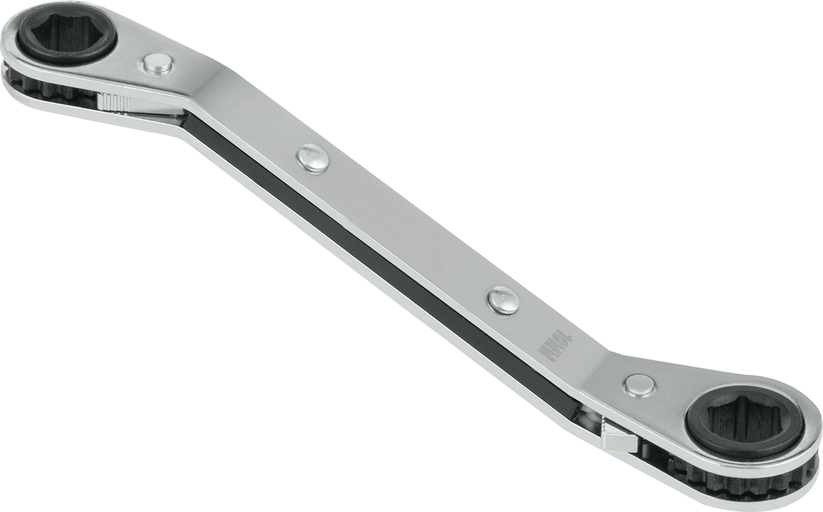 Derin Ofsetli Cırcırlı Çift Başlı Kutu Anahtarı, 6 Uçlu Açıklıklar, 9 mm x 10 mm Boyut, 5-1/2" Toplam Uzunluk
