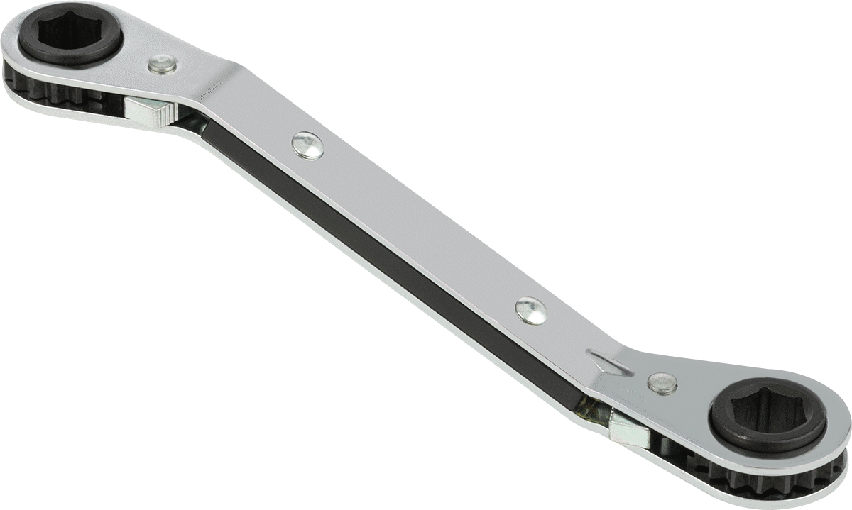 Derin Ofsetli Cırcırlı Çift Başlı Kutu Anahtarı, 6 Uçlu Açıklıklar, 11 mm x 12 mm Boyut, 6-3/4" Toplam Uzunluk