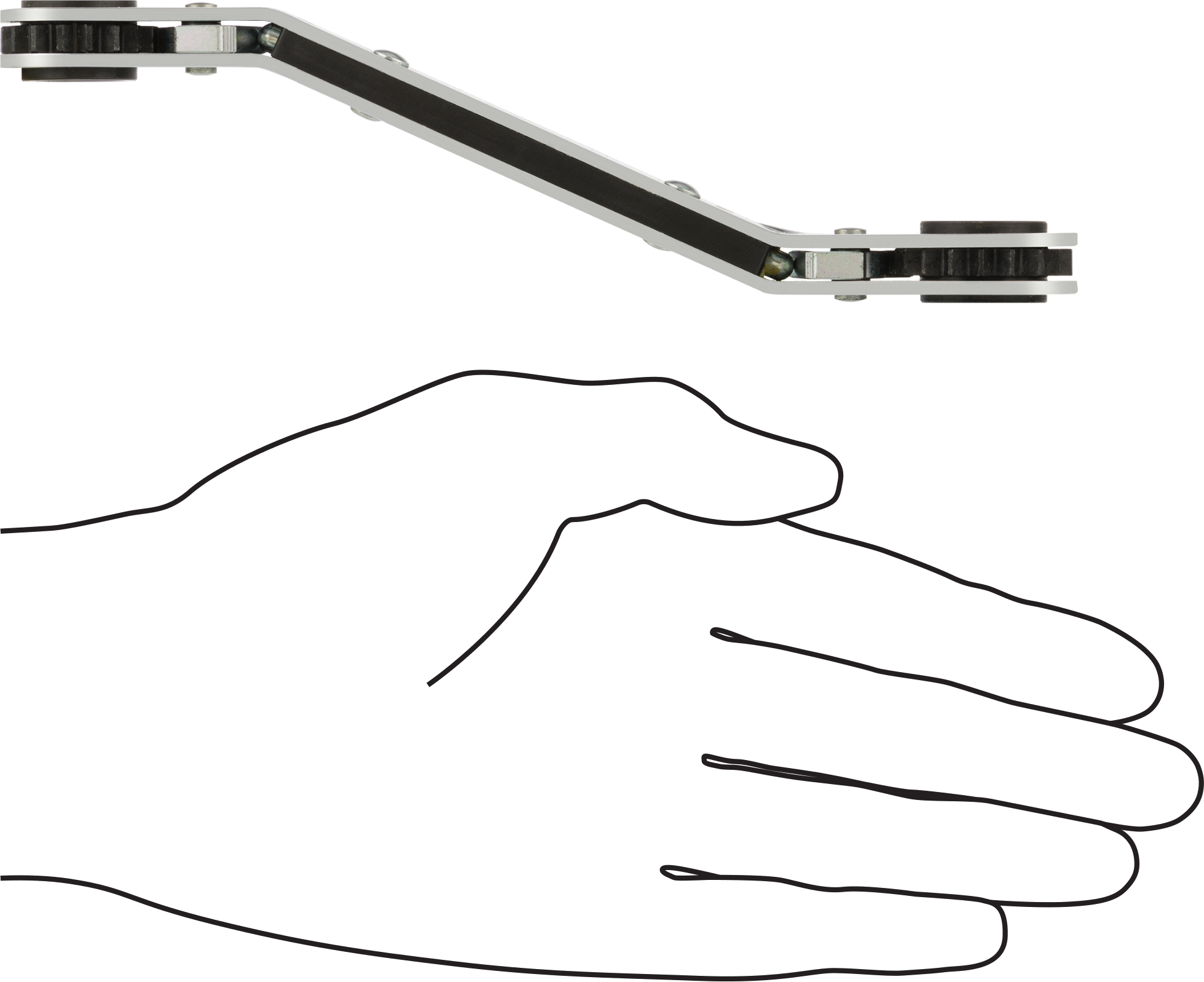 Derin Ofsetli Cırcırlı Çift Başlı Kutu Anahtarı, 6 Uçlu Açıklıklar, 11 mm x 12 mm Boyut, 6-3/4" Toplam Uzunluk