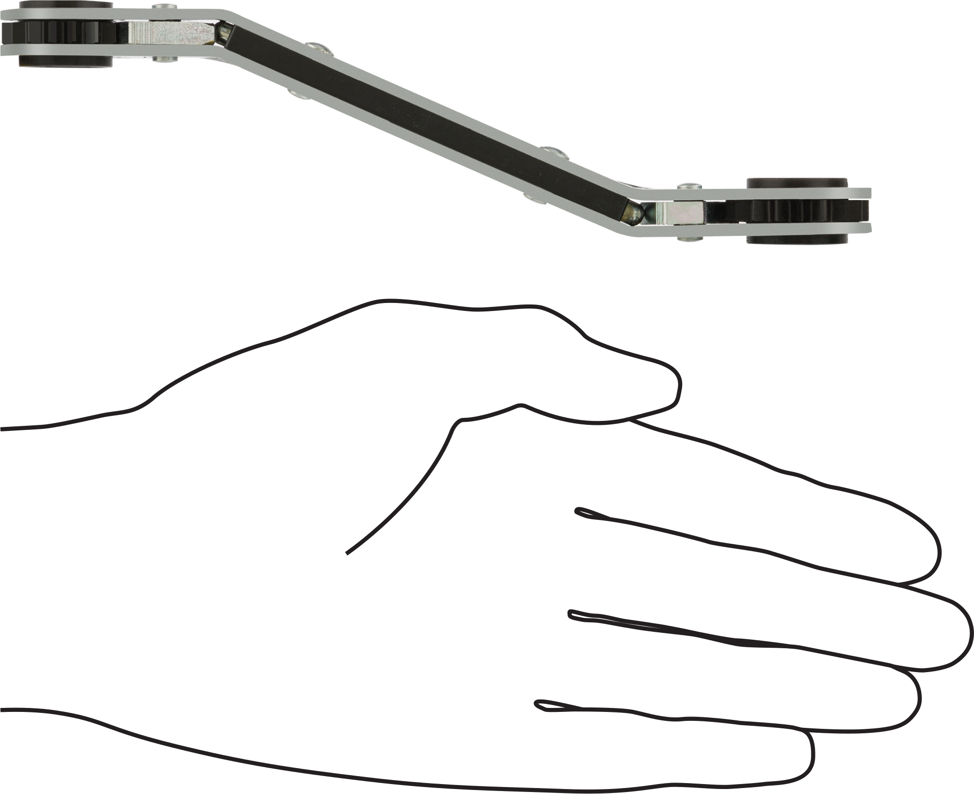 Derin Ofsetli Cırcırlı Çift Başlı Kutu Anahtarı, 6 Uçlu Açıklıklar, 13 mm x 14 mm Boyut, 6-3/4" Toplam Uzunluk